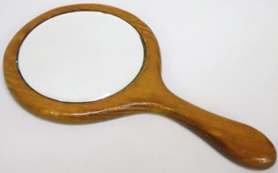 golden oak hand mirror